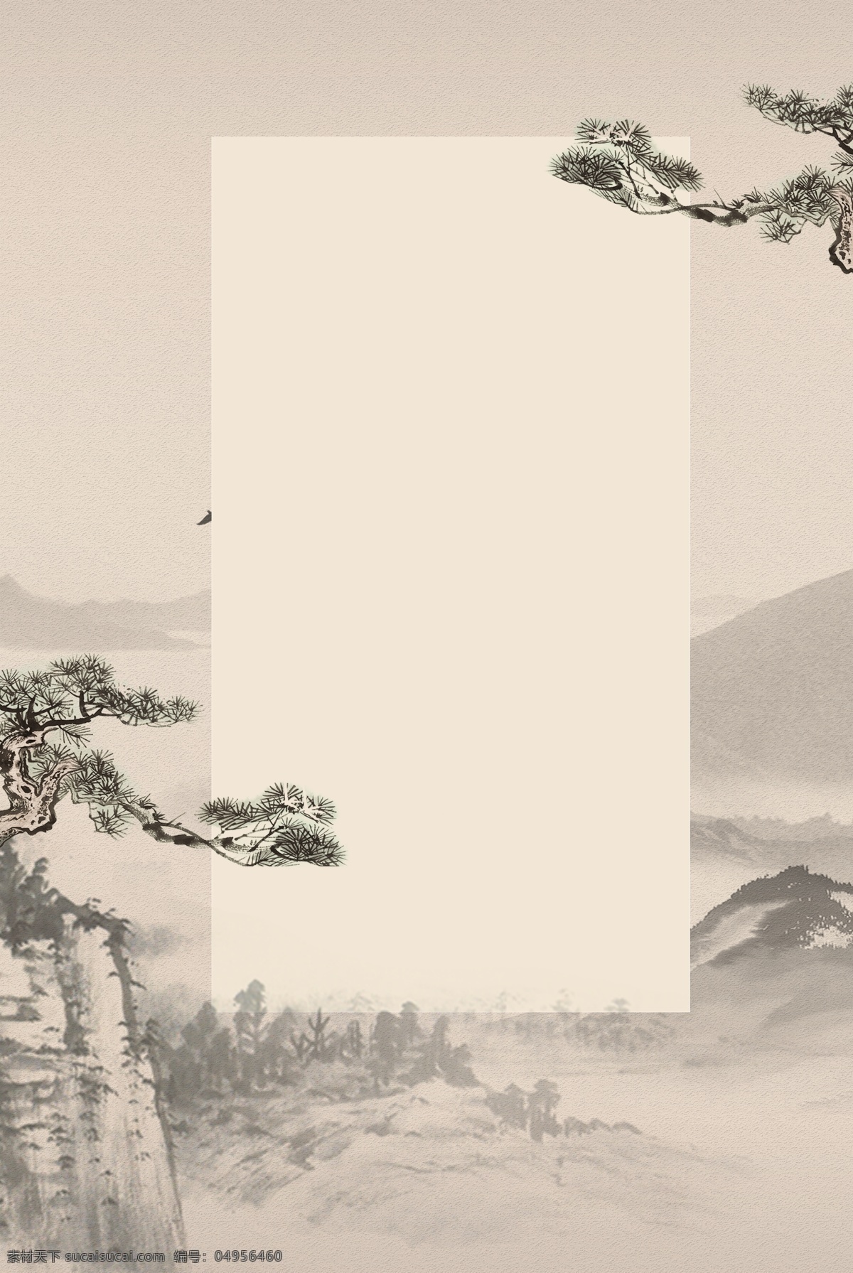 中国 风 大气 山水 松树 边框 背景 中国风 边框背景 山脉 山峰