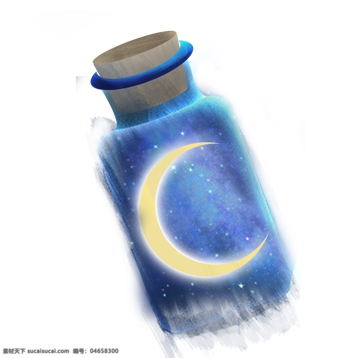 卡通 简约 蓝色 许愿 瓶 装饰 蓝色许愿瓶 png元素 免扣素材 卡通素材