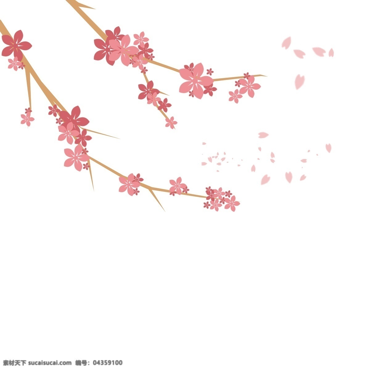 粉色 花朵 树枝 花瓣 飘落 新年 梅花 灯笼 中国风 红色 红梅 装饰 落花 圆灯笼 黄色 亮光