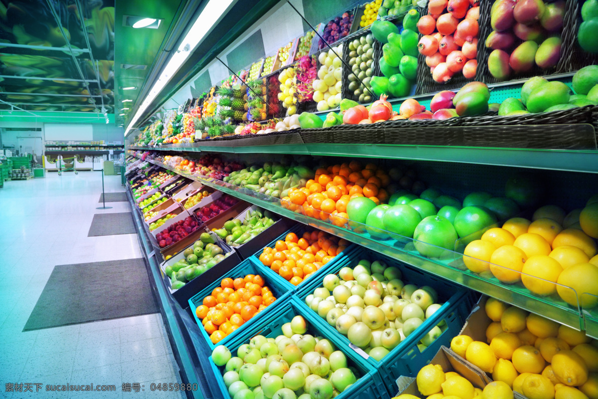 超市水果货架 超市陈列 超市货架 超市货柜 商场货架 超市摄影 其他类别 生活百科 青色 天蓝色