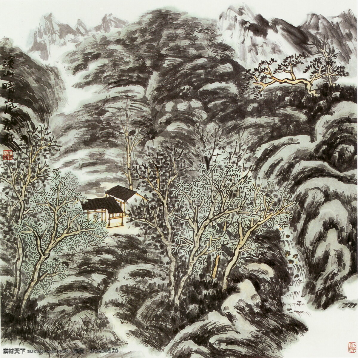 风景画 国画 国画设计素材 绘画书法 山 山水画 书法 国画模板下载 中国画 写意画 大师作品 写意 水 树 水墨画 文化艺术 装饰素材 山水风景画