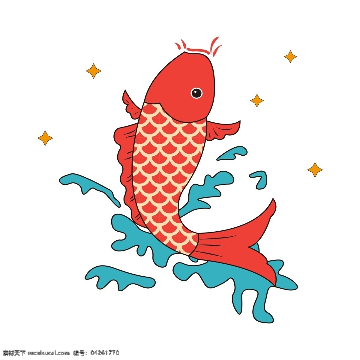 新年 鲤鱼 手绘 装饰 红鲤鱼 鲤鱼元素 中国风元素 喜庆素材