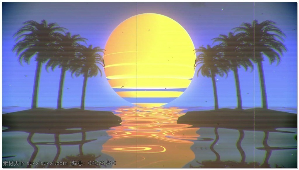 日落 潮流 骷髅 背景 视频 椰子树 高清视频素材 入门视频素材 实用视频素材