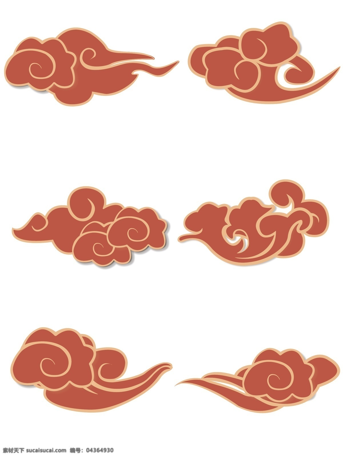 手绘 古典 中国 风 祥云 装饰 图案 商用 元素 云 红色 中国风 中国红 云彩 质感云 分层 典雅