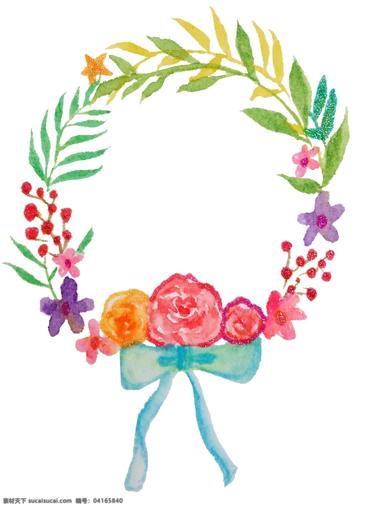 水彩 花卉 植物 花环 边框 插画 花藤 花朵 小清新 手绘花瓣 花卉边框 水彩花卉 水彩植物