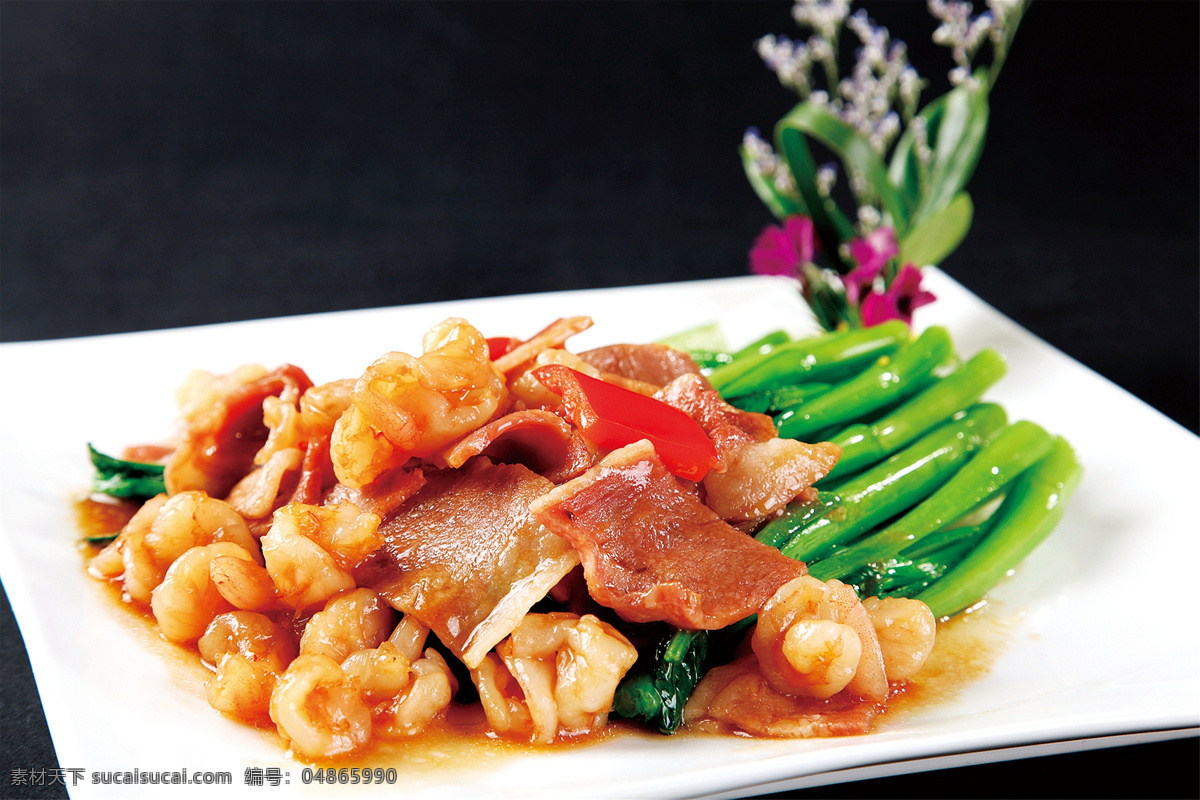 根虾仁炒菜心 美食 传统美食 餐饮美食 高清菜谱用图