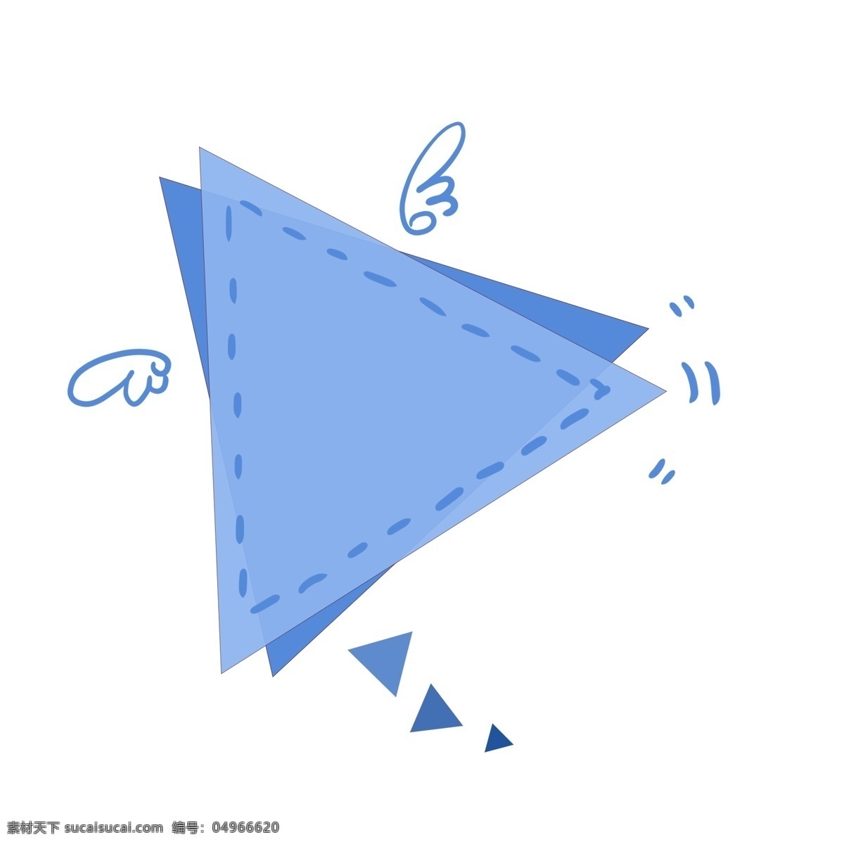 三角形 翅膀 几何 形状 对话框 气泡 海报 广告 商业招贴 插图 蓝色 冷色 灵动 活泼 对话