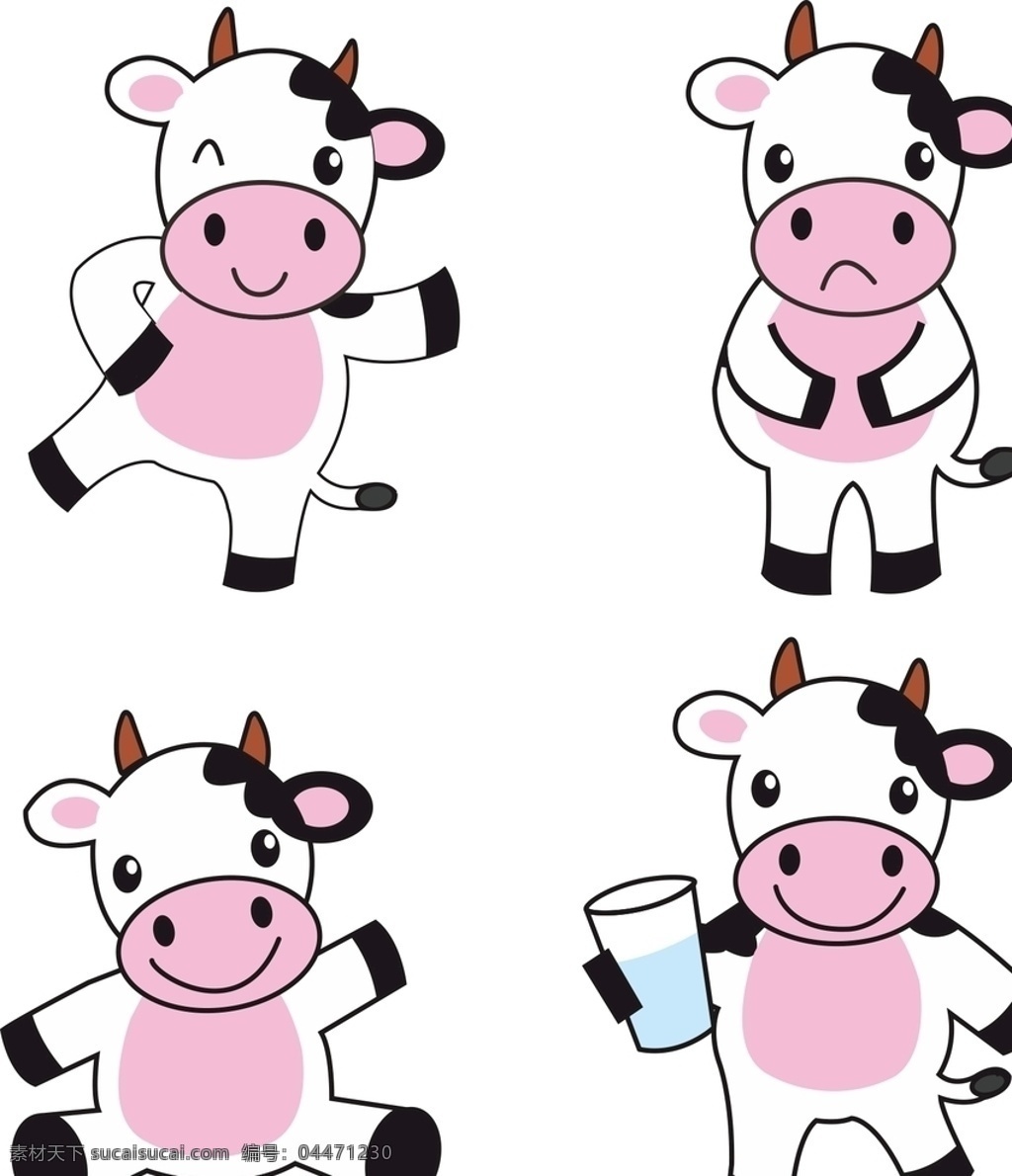 卡通奶牛图片 卡通奶牛 奶牛 黑白 牛