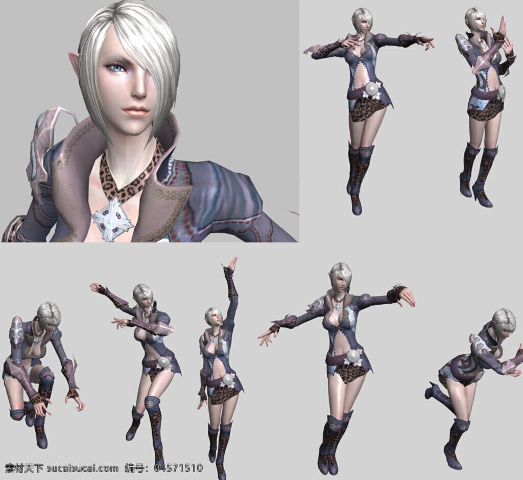 3d 3d设计模型 max 带贴图 角色 精灵 模型 女人 人 人物 tera 游戏 女 女角色 已附骨 已绑定 骨骼动画 共享资源 3d人物模型 其他模型 源文件 3d模型素材 其他3d模型