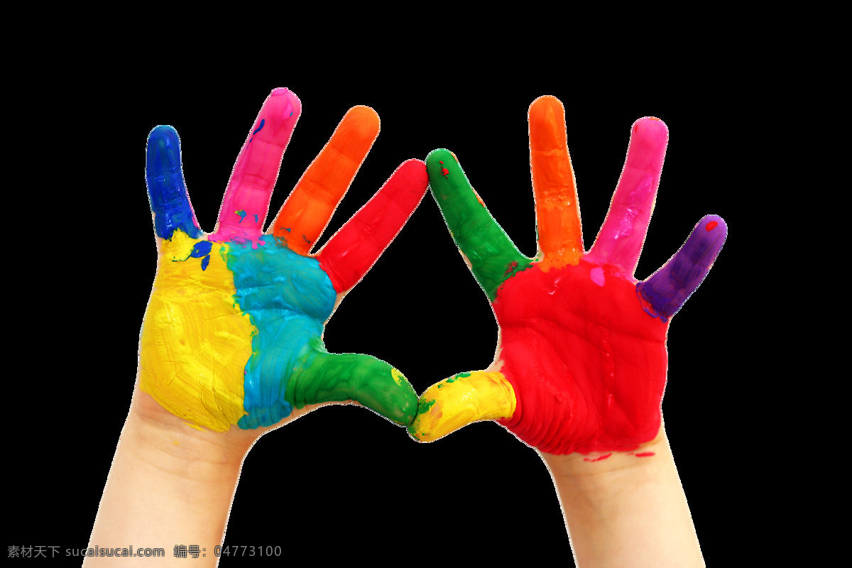 彩色 手掌 颜料 油漆 文化艺术