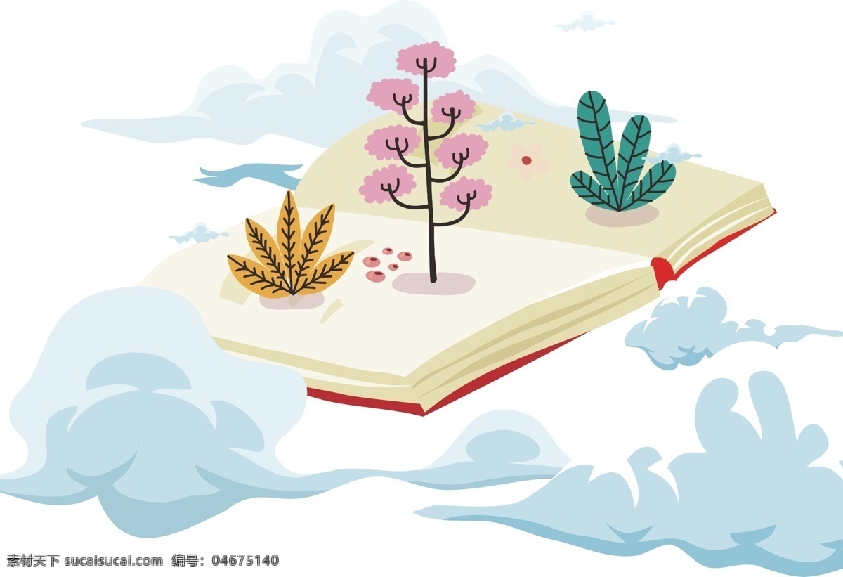 漂浮 云端 上 书 花草 树木 红皮 笔记 漂浮在 云端上的 花 草 树 木 免扣方便 手绘卡通 精致细腻 情感 方便快捷 心理
