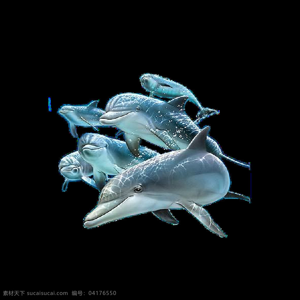 蓝色海豚元素 大海 动物 蓝色海豚 游泳 嬉戏