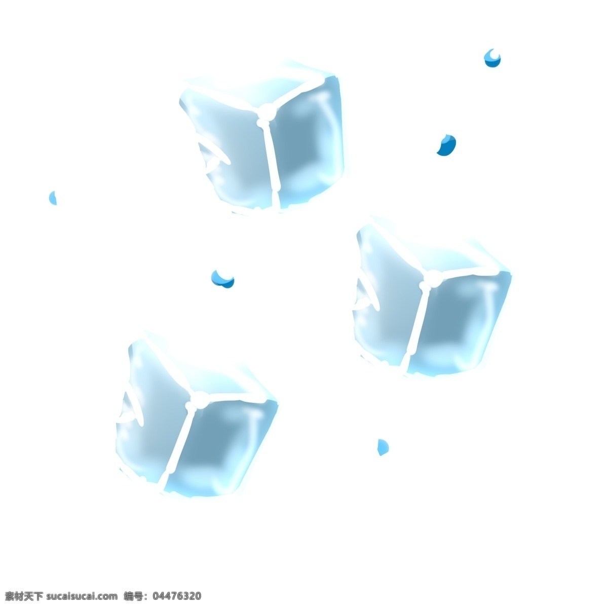透明 蓝色 冰块 冰 三块冰