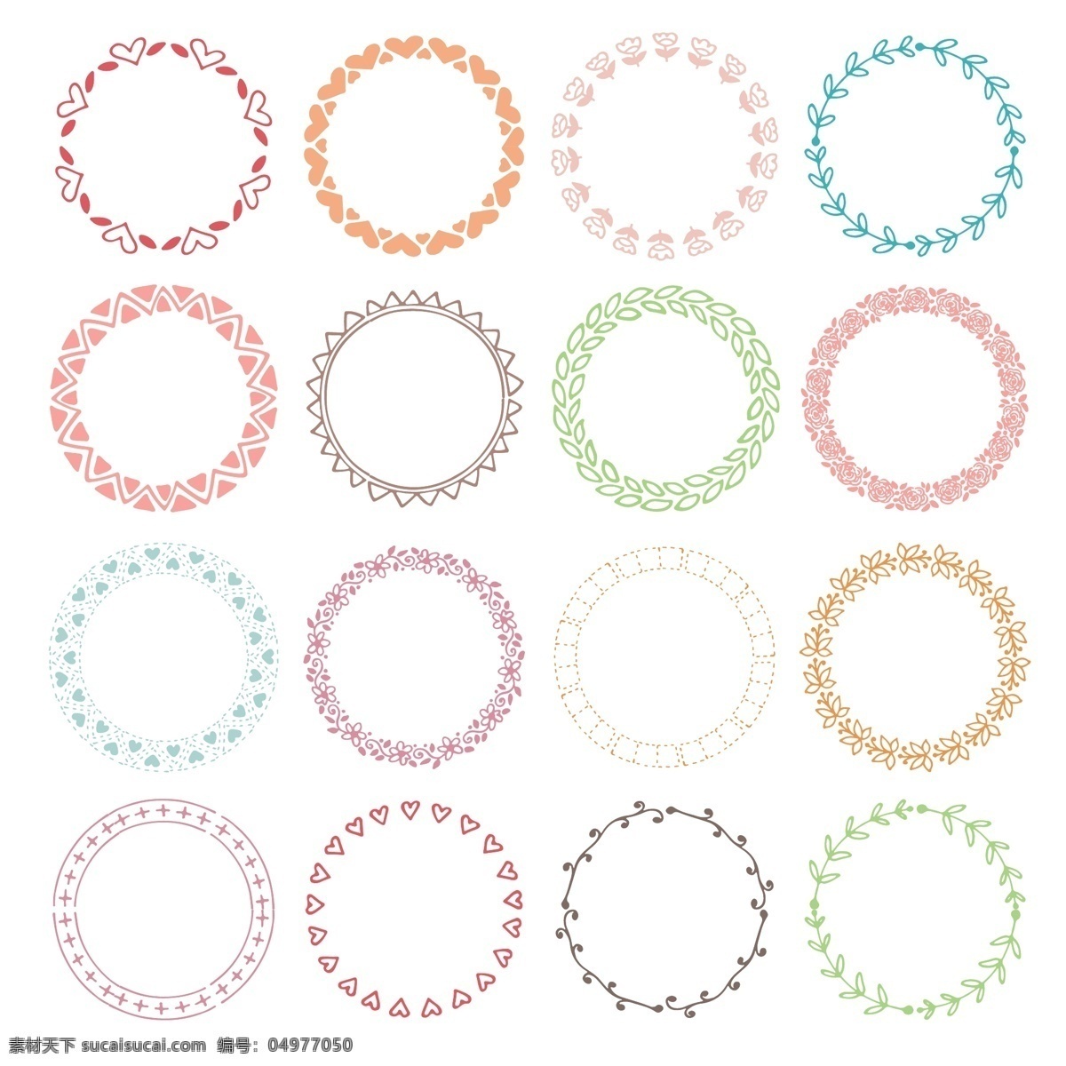 彩色框架集 框架 颜色 装饰 圆 圆形框架 收集 设置 彩色 圆形