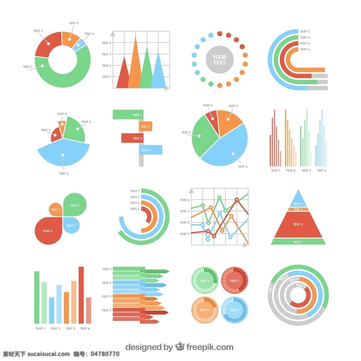 丰富多彩 图表 集 信息图表 图形 色彩鲜艳 图 饼图 曲线图 条形图 酒吧 采集 彩色 白色