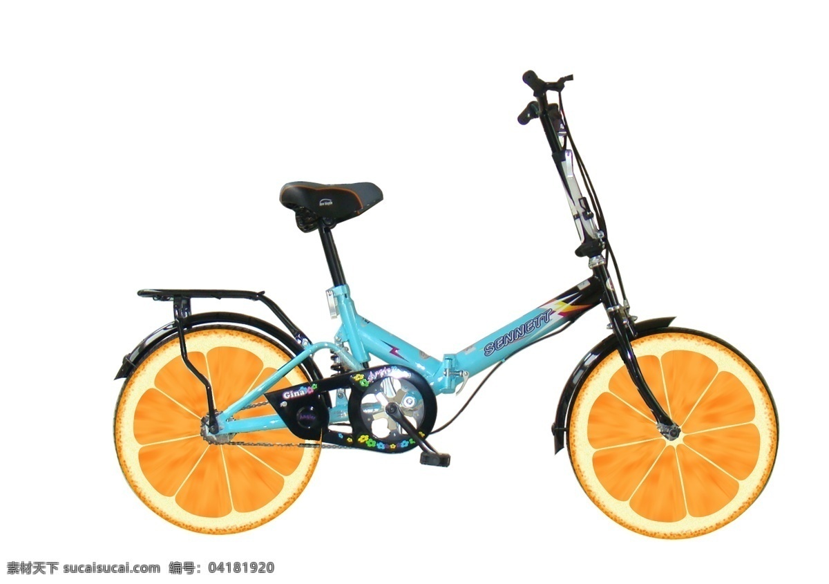 图形创意 创意 图形 橙子 自行车 白色