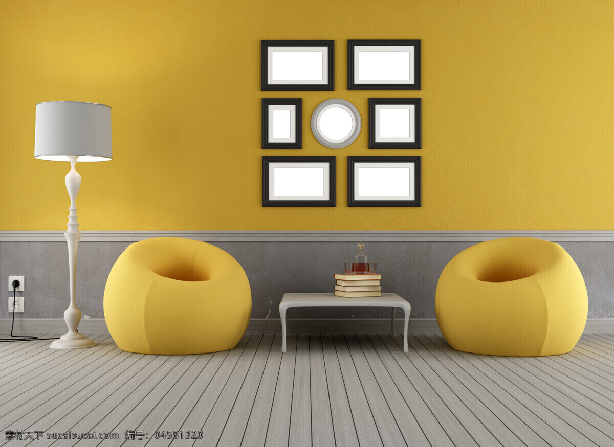 黄色 风格 客厅 台灯 地板 家装 家具 装修设计 室内装修 室内设计 环境家居 灰色