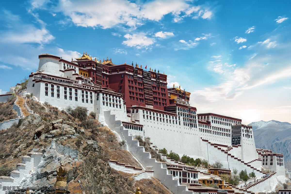 布拉拉宫 布达拉宫 旅游胜地 小布达拉宫 建筑 名胜古迹 西藏 雪景 美景 蓝天白云 蓝天 白云 旅游摄影 自然风景