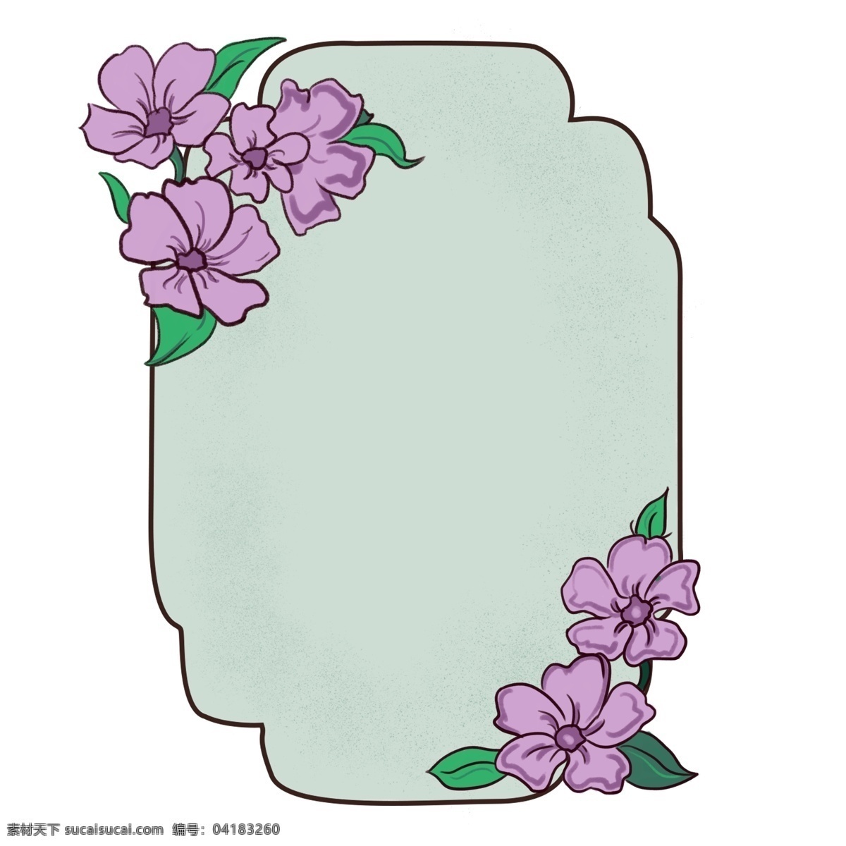 镜子 边框 卡通 插画 紫色的花朵 卡通插画 边框插画 框框 框架 简易边框 镜子的边框