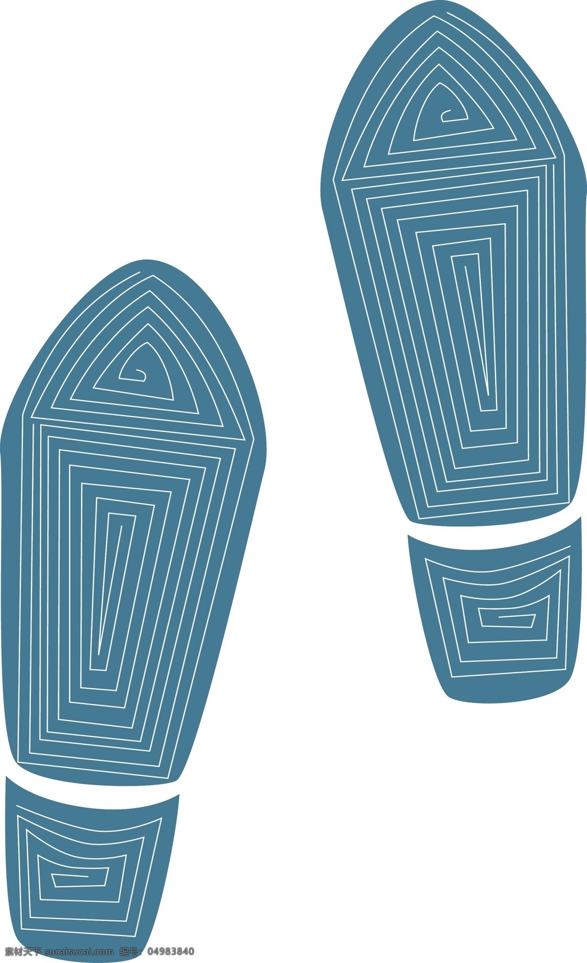 双 蓝色 脚印 鞋 印 双脚 扁平风 简约的 带纹路鞋印 男女 通用 形状 百搭实用型
