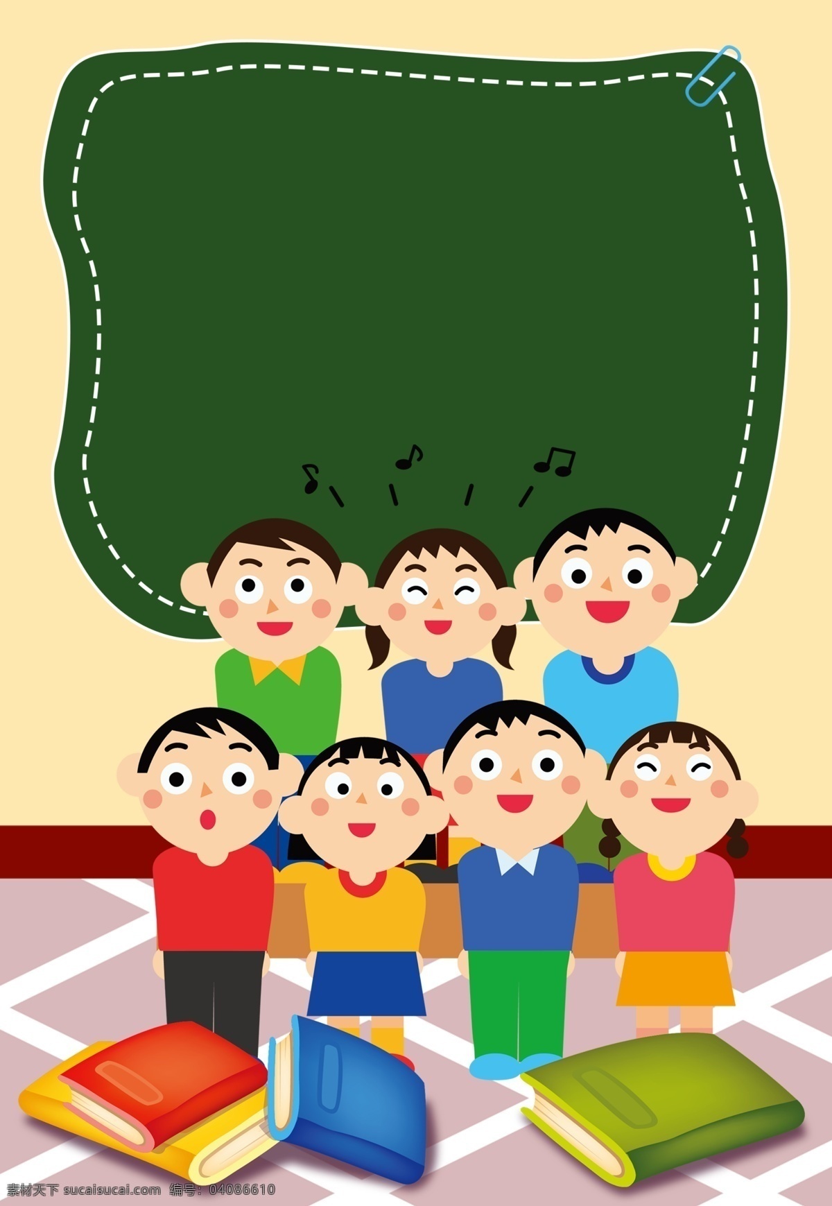 321 世界 儿歌 日 可爱 扁平 卡通 广告 背景 世界儿歌日 合唱 儿童 唱歌