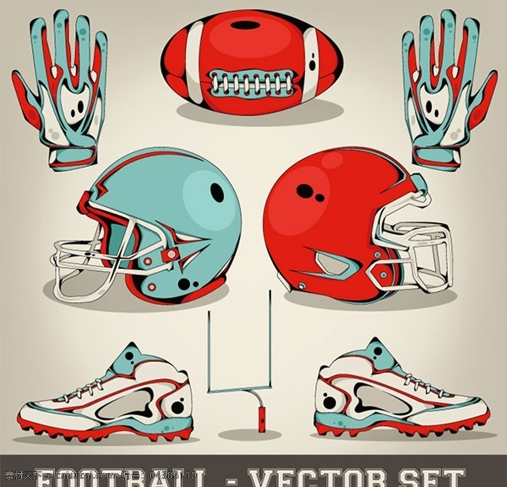 橄榄球 主题 元素 格式 橄榄球头盔 手套 球鞋 矢量图 矢量 高清图片