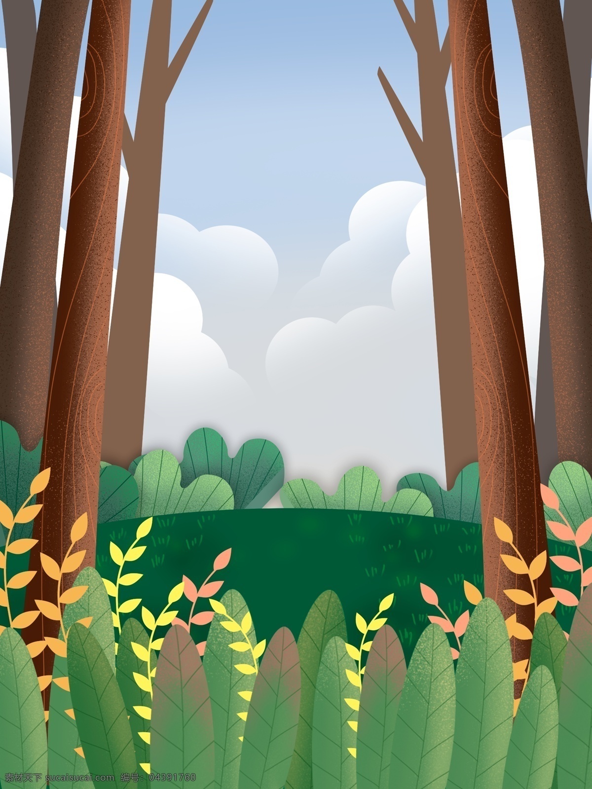 春季 唯美 手绘 树林 背景 卡通 清新背景 森林背景 树林背景 插画背景 风景背景