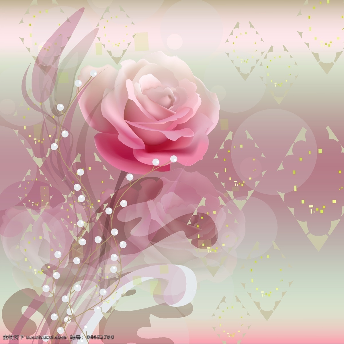 粉色 浪漫 玫瑰 背景 鲜花 花草 生物世界 矢量