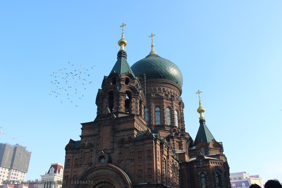 哈尔滨教堂 教堂 哈尔滨 天主 冬季 西方 国内旅游 旅游摄影 青色 天蓝色