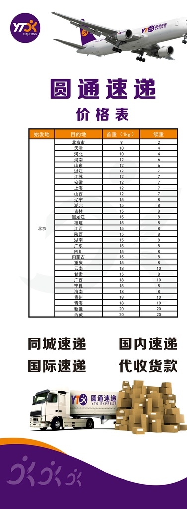 圆通快递展架 圆通速递 圆通快递 展架 易拉宝 价格表