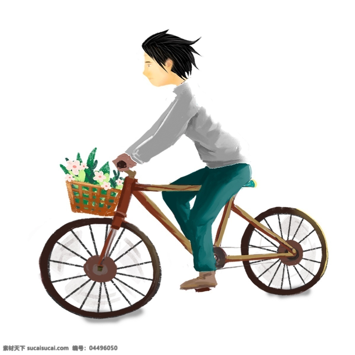 手绘 骑车 男孩 人物 元素 骑车的男孩 少年 人物插画 精致人物 手绘元素 卡通