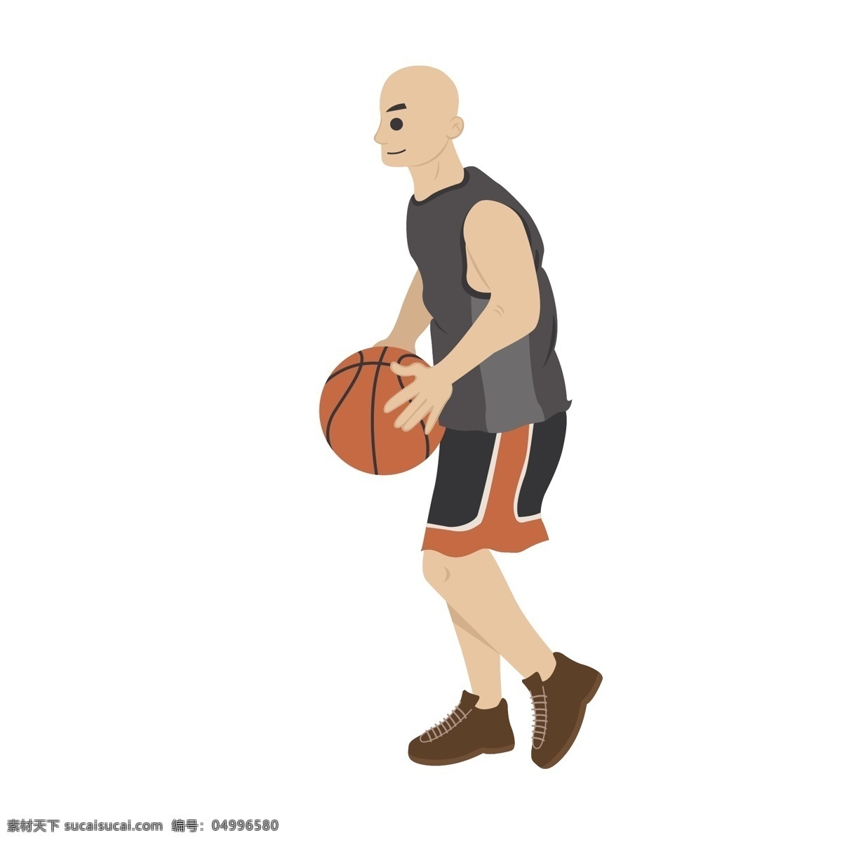 卡通 光头 篮球 运动员 矢量 打篮球 篮球运动员 卡通篮球 打篮球的男人 卡通男人 可爱男人