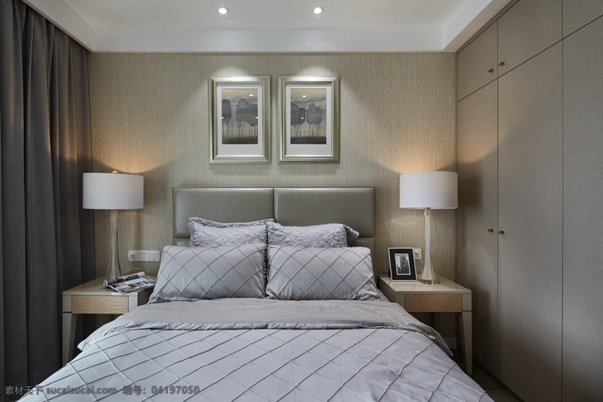 现代 时尚 卧室 斜 条纹 床 品 室内装修 效果图 素色背景墙 卧室装修 白色台灯