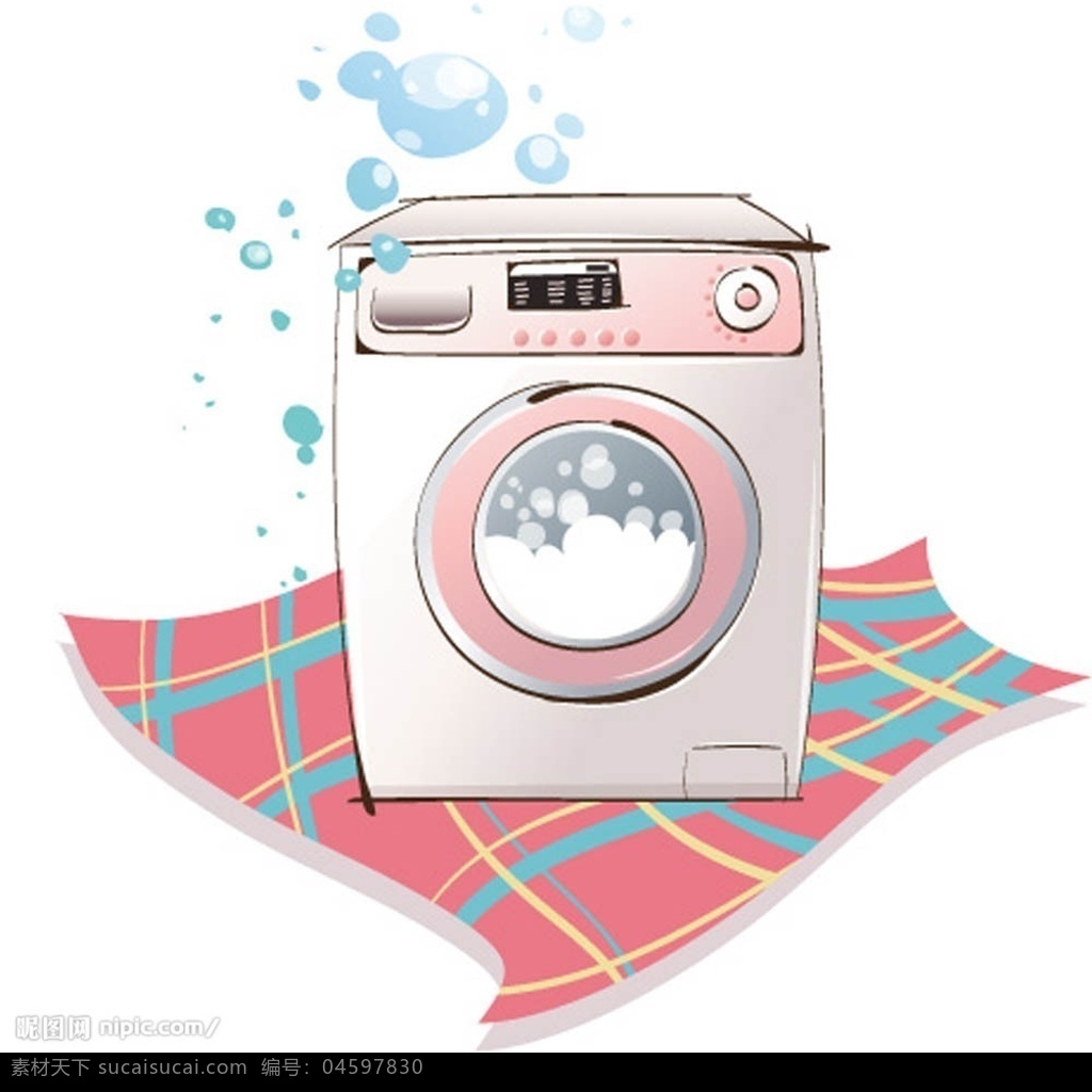 卡通电器物件 卡通 电器 物件 韩国 图标 洗衣机 生活百科 生活用品 矢量图库