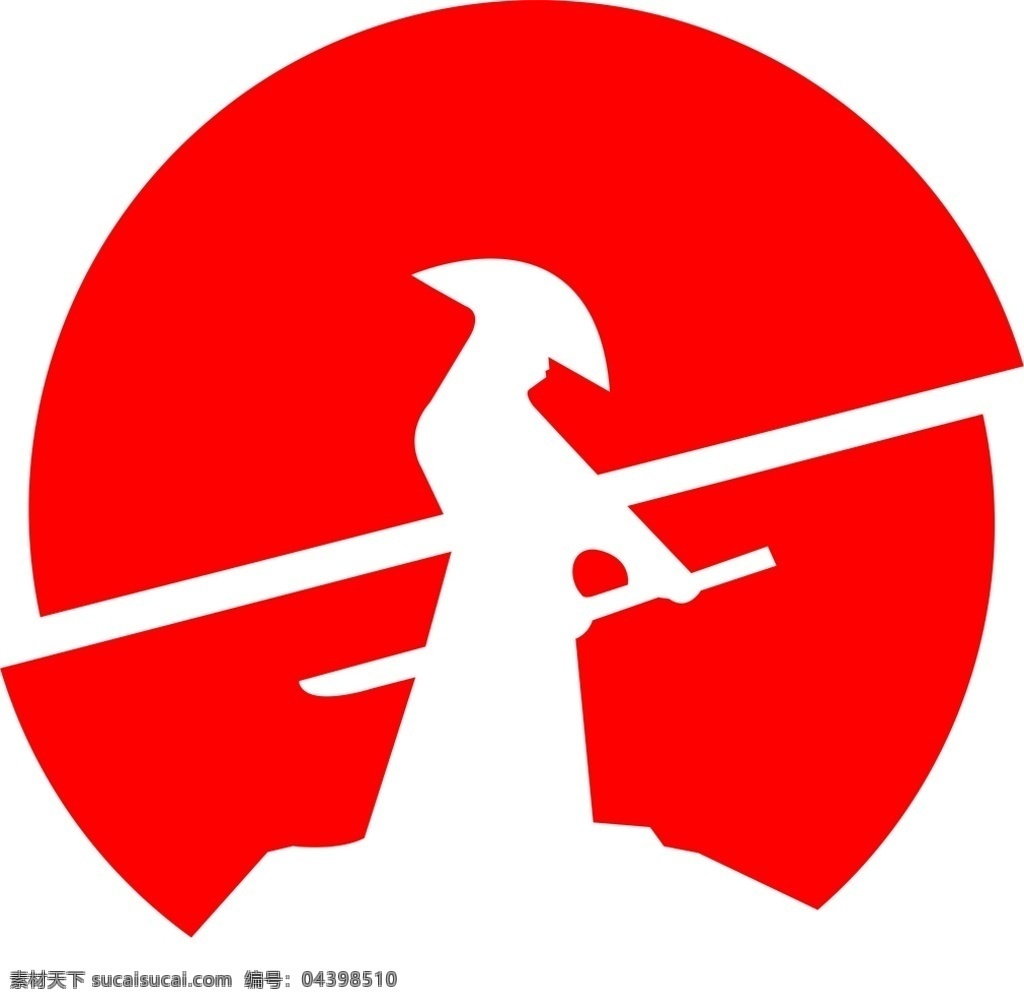 武士 刀 太阳 红色 日本 锋利 矢量图 标志图标 企业 logo 标志