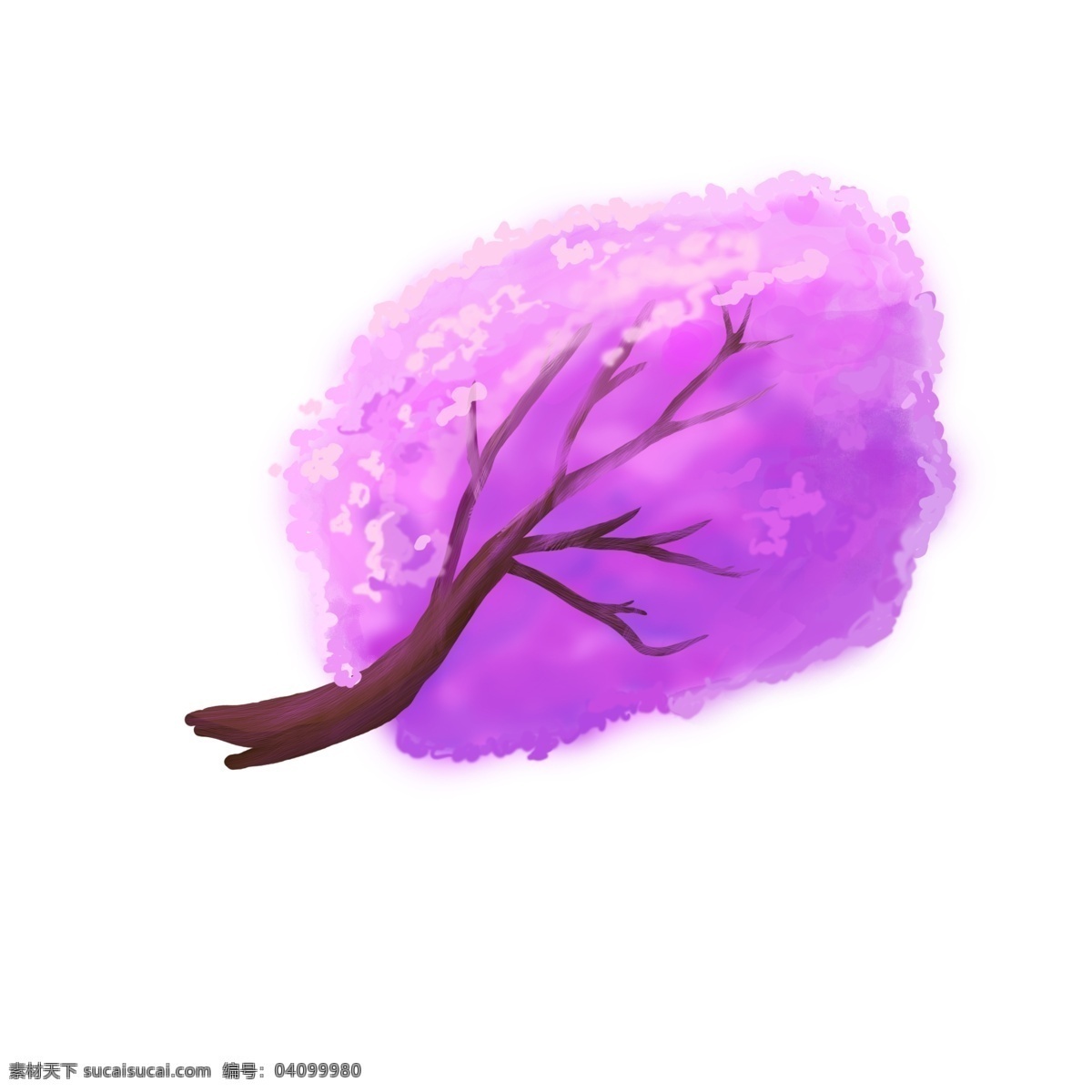 枝 三月 樱花 日本动漫 风格 樱花树枝 蓝紫 色调 水彩风格的 梦幻风 冷色调