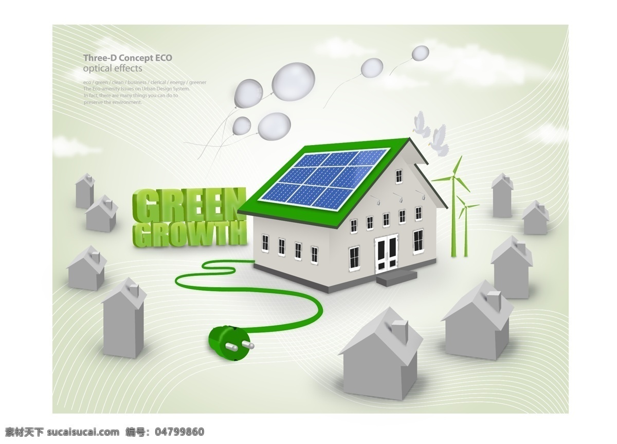 节能 减排 宣传 房子 绿色 太阳能 绿色环保 类 矢量图 其他矢量图