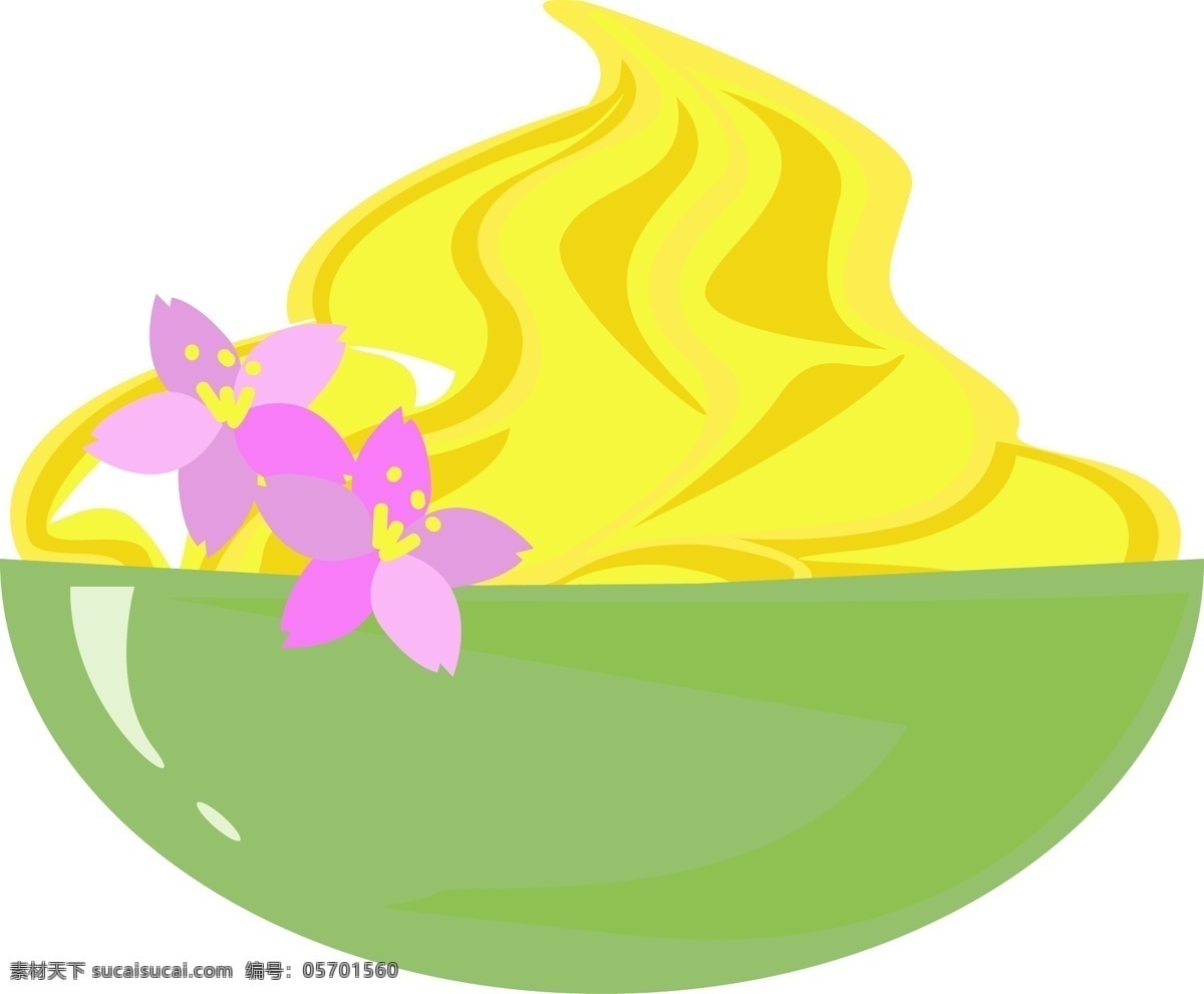 碗装 图案 黄色 冰淇淋 花瓣