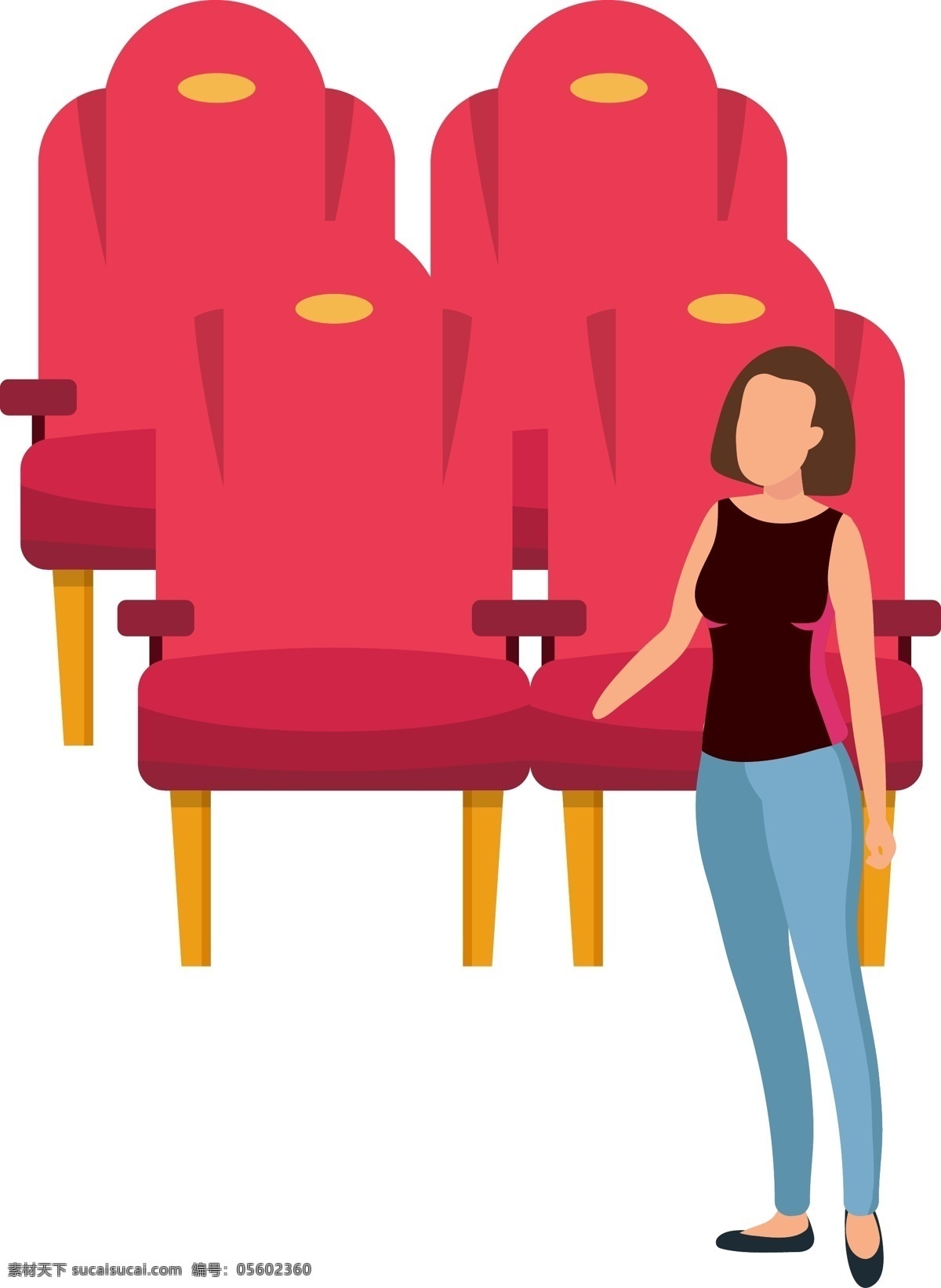 电影院 沙发 电影 人物 椅子 简约 卡通
