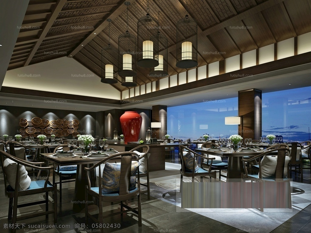 工装 餐厅 美食堂 家装 餐馆 模板 效果 3d设计 室内模型 max