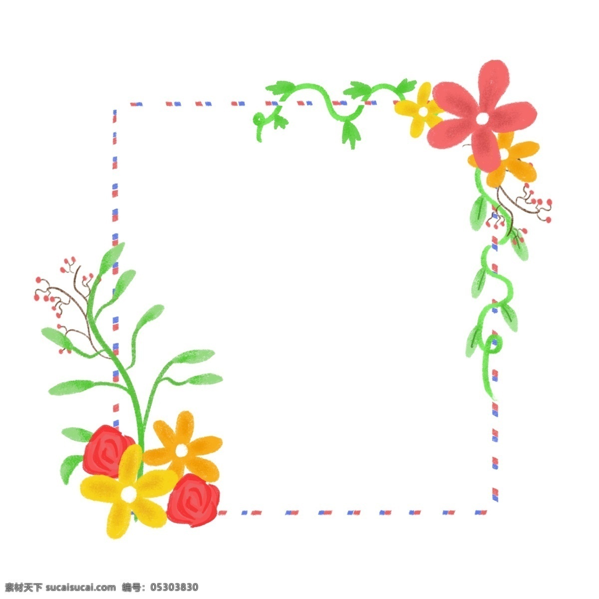 手绘 花朵 花卉 植物 绿植 边框 植物边框 花朵边框 花卉边框 手绘植物边框 手绘花朵边框 手绘花卉边框