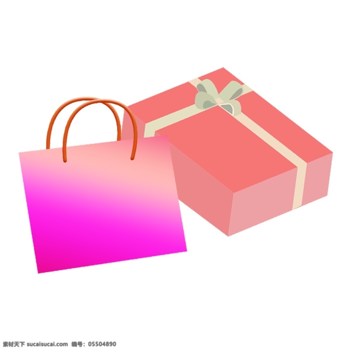 简约 手绘 粉色 购物袋 透明 插画 粉色购物袋 卡通 免 扣 透明元素