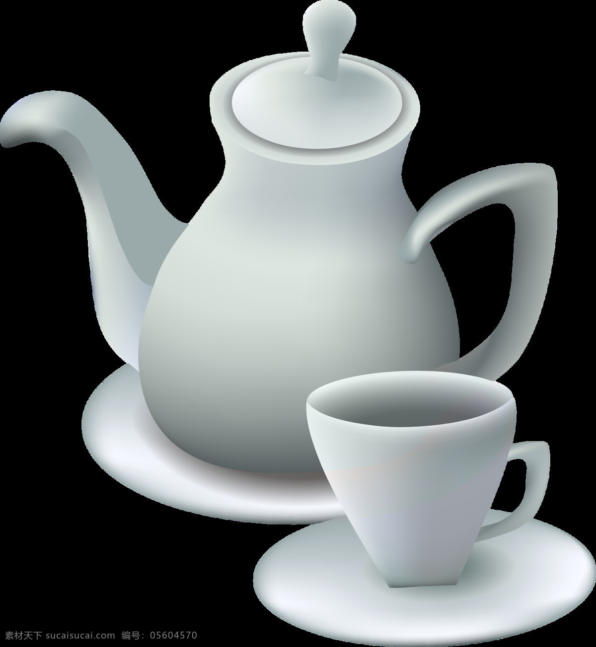 白色 茶壶 茶杯 元素 免扣 泡茶 透明