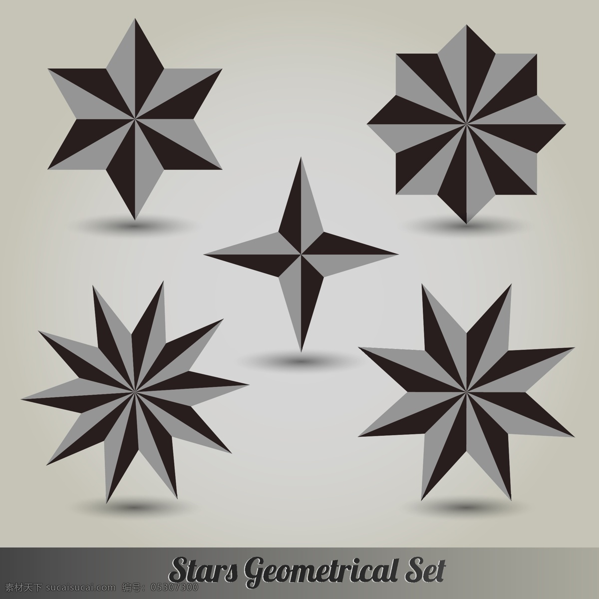 几何星星 图标 星 几何 多边形 星星 三维 黑色 灰色 图标集 集合 三维图标