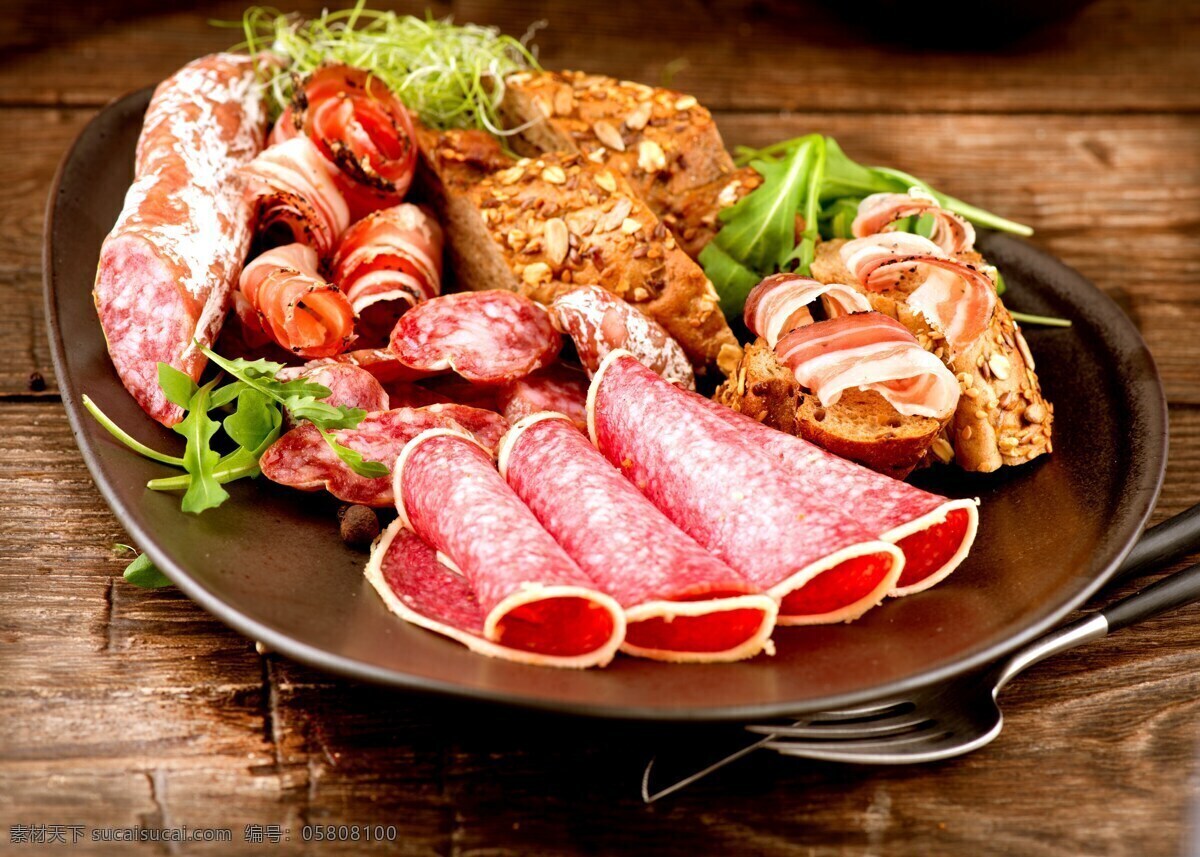 西餐 面包 肉片 火腿肠 香肠 烤肠 肉卷 蔬菜 营养 美味 大餐 西餐美食 餐饮美食