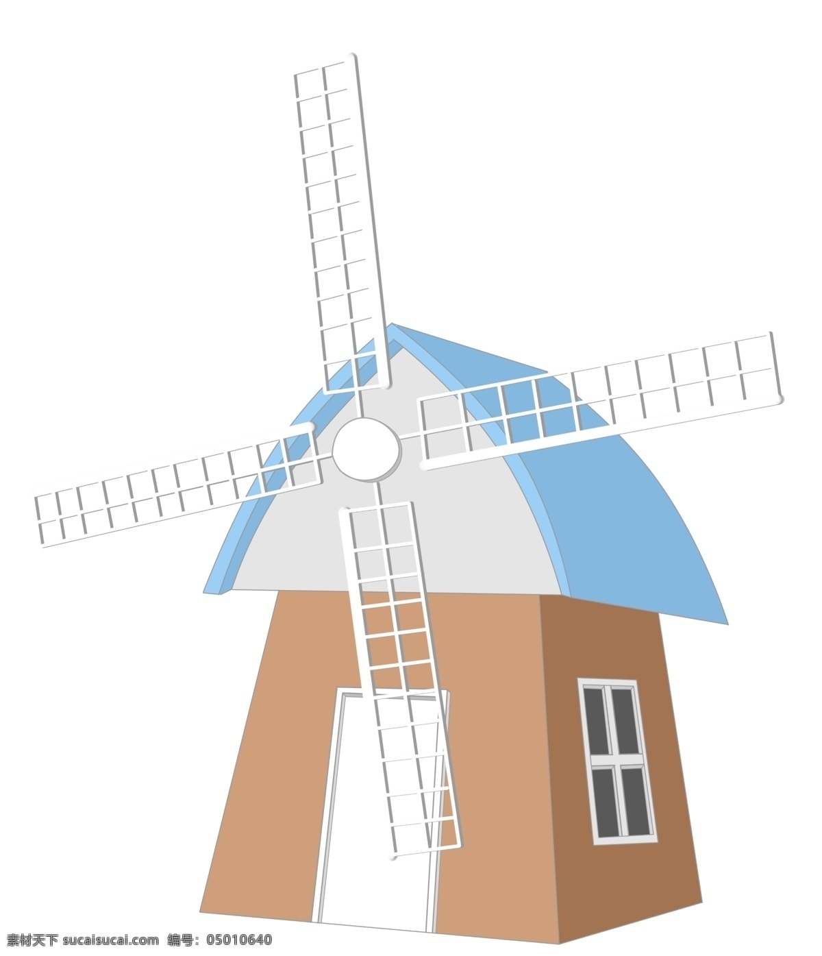 木质 风车 建筑 插画 白色的扇叶 风车建筑 卡通插画 建筑插画 风车插画 农场风车 木质的风车