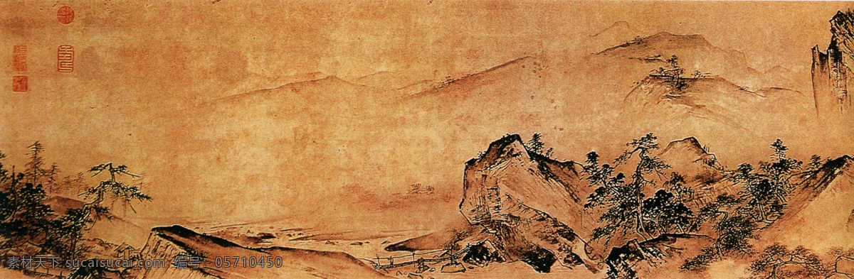 山水 名画 书画 溪山清远图 五 部分 古画 山水画 书画真迹 中国水墨画 文化艺术