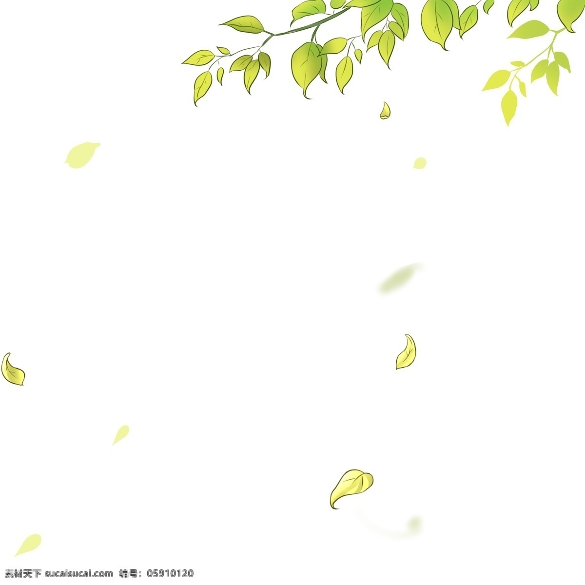 风吹 落叶 手绘 背景 树叶 树枝 树木 漂浮 绿化 矢量 插画 卡通 绿色叶子 装饰 海报装饰