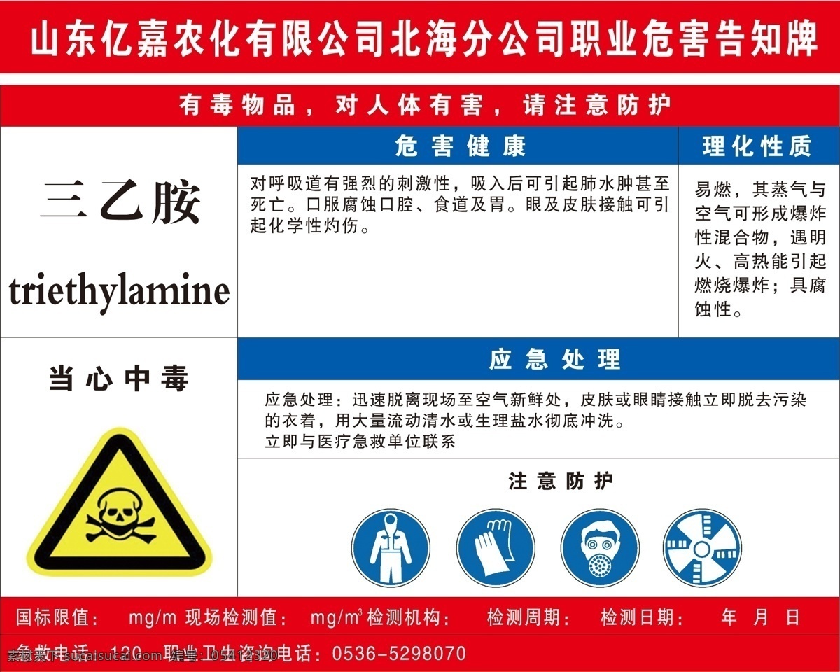 三乙胺告知卡 危害 告知卡 周知卡 三乙胺 化工厂 展板 有害 分层