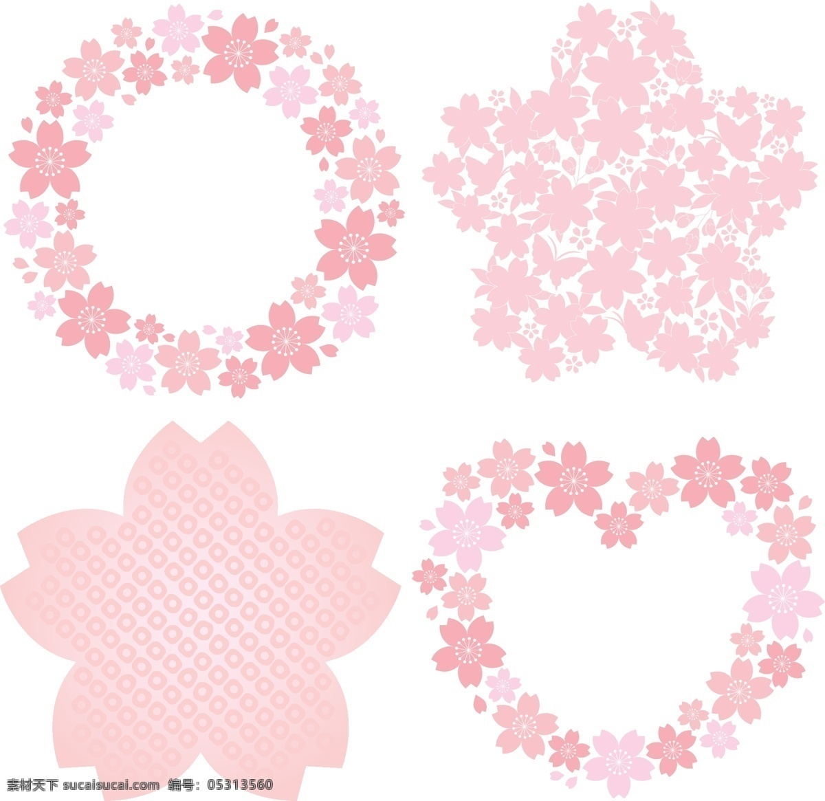 粉红 花朵 边框 矢量图 矢量 边框设计 粉红花朵 花环 模板 设计稿 素材元素 心形 珍珠项链 鲜花 源文件